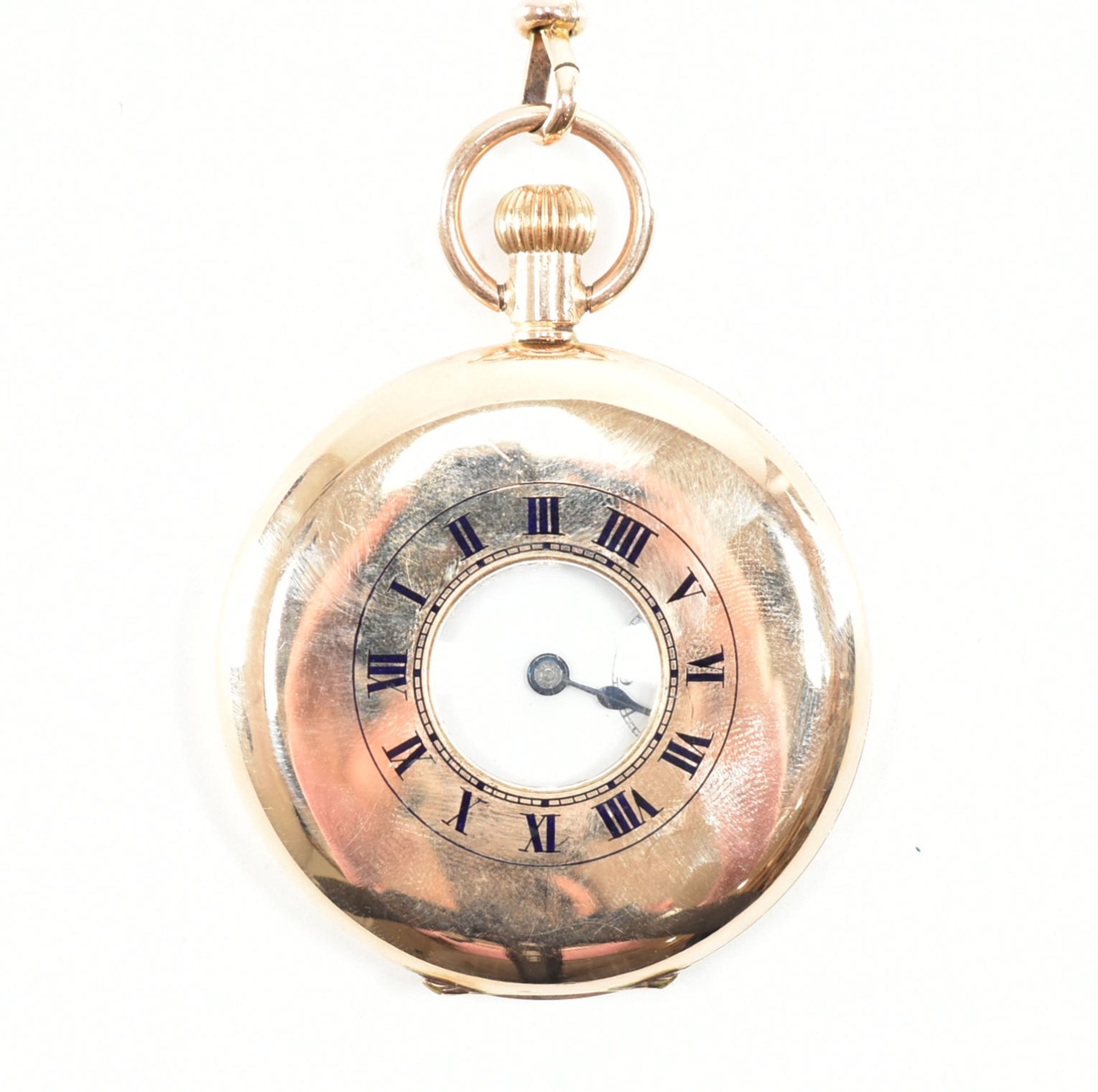 HALLMARKED 9CT GOLD HALF HUNTER POCKET WATCH