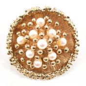 VINTAGE 9CT GOLD & PEARL CLUSTER BROOCH PIN
