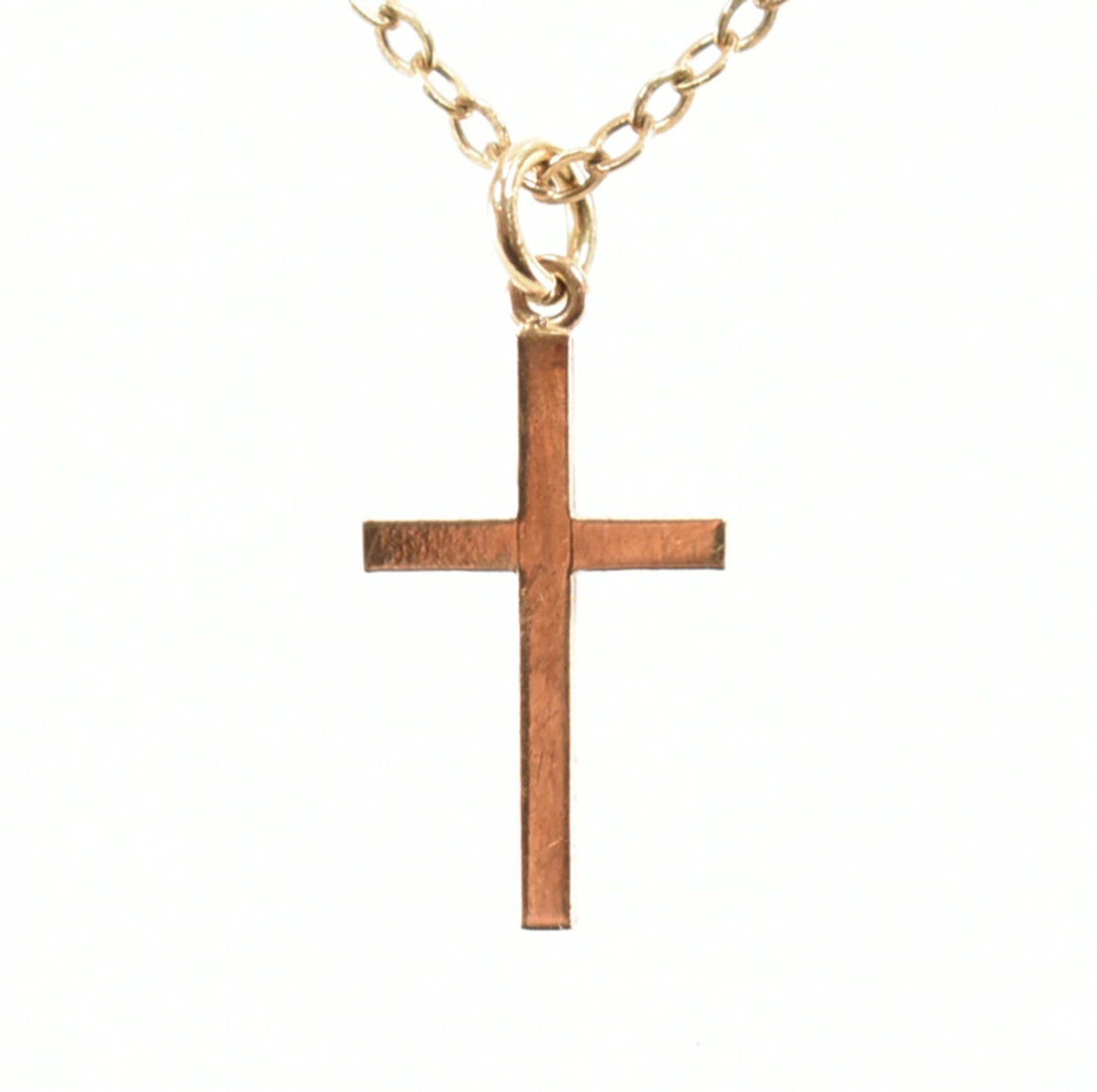 HALLMARKED 9CT GOLD CROSS PENDANT & NECKLACE CHAIN - Bild 3 aus 5