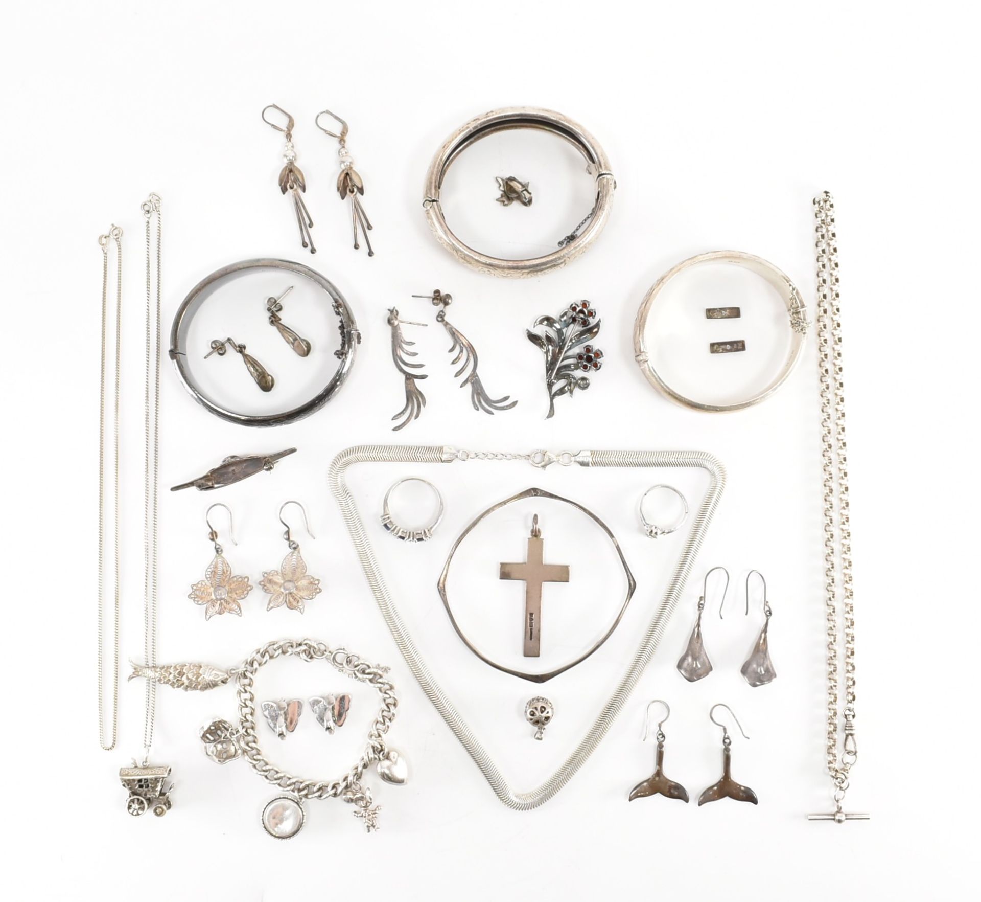 COLLECTION OF ASSORTED SILVER & WHITE METAL JEWELLERY - Bild 4 aus 14