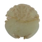 19TH CENTURY CHINESE JADE ANTIQUE BAT AND PEACH BI DISK