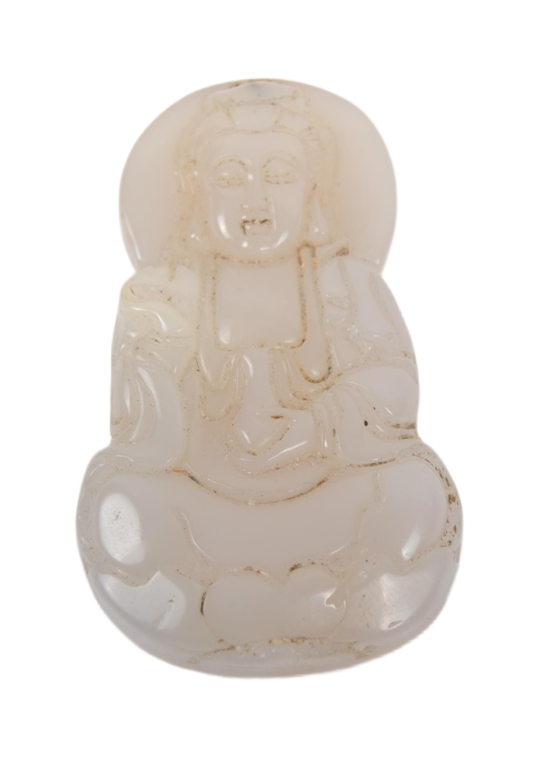 EARLY 20TH CENTURY CHINESE CARVED JADE GUANYIN PANEL - Image 2 of 2