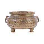LARGE 19TH CENTURY CHINESE TEMPLE BRONZE CENSER