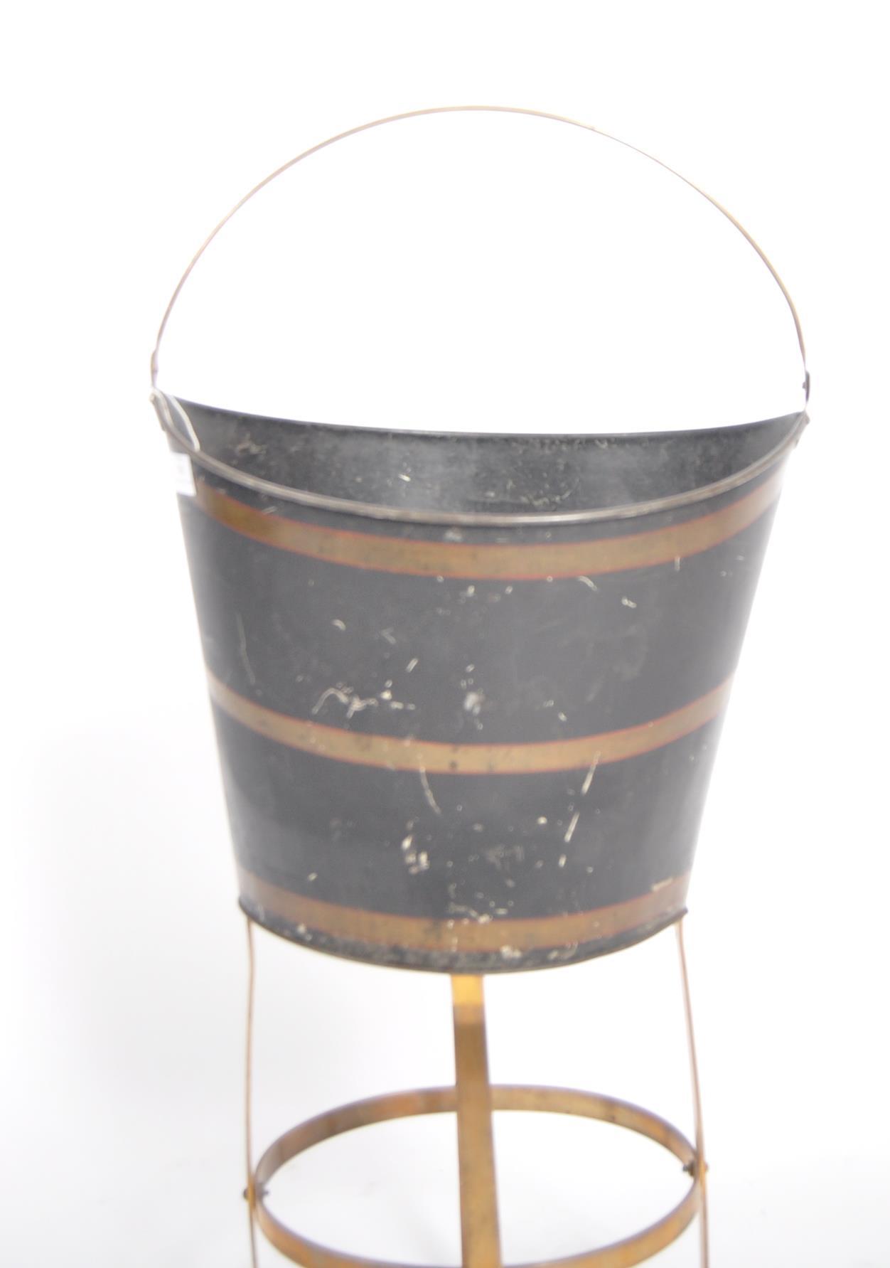 19TH CENTURY METAL PEAT BUCKET ON STAND - Image 4 of 7