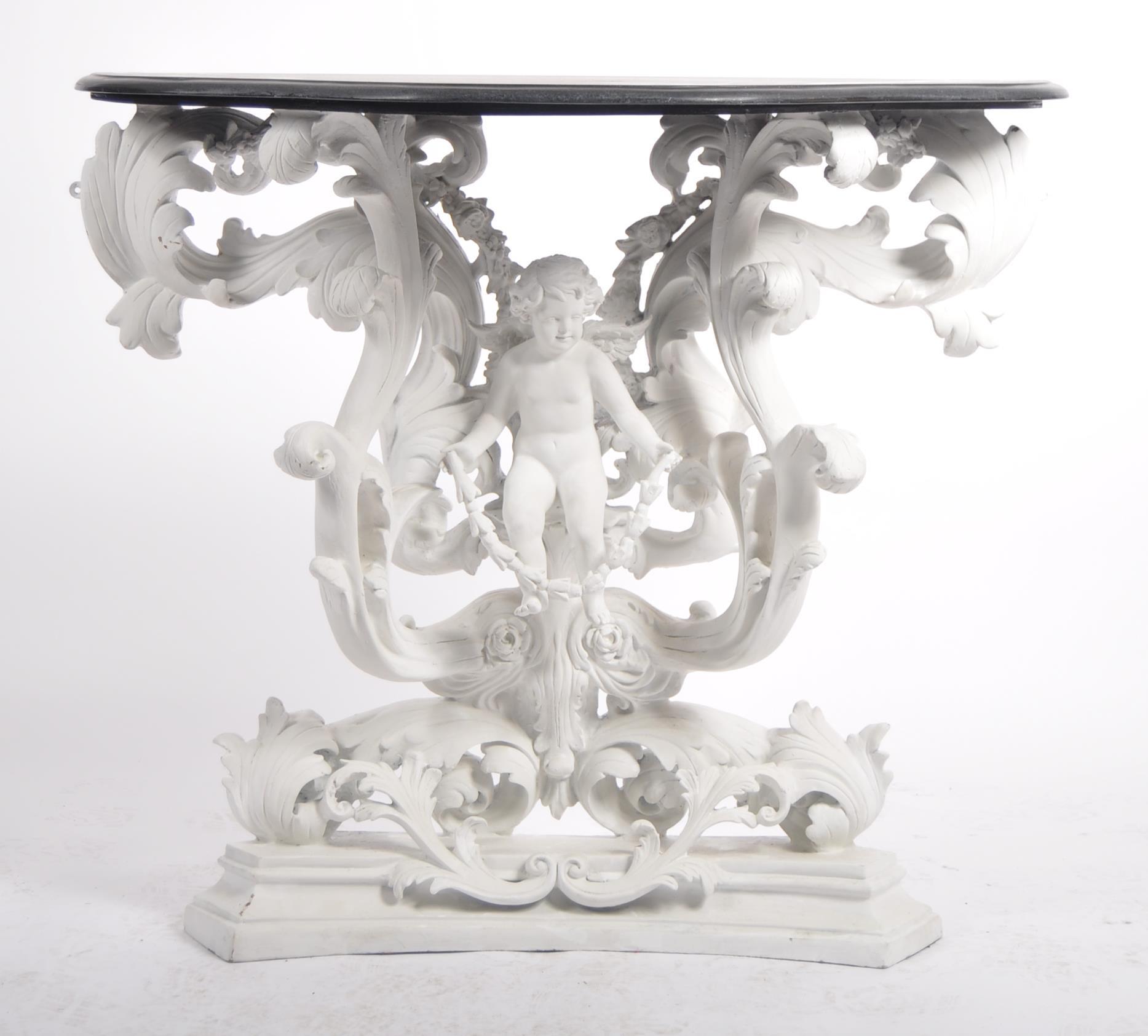 BAROQUE REVIVAL CONSOLE TABLE AND CHERUB MIRROR - Image 4 of 9