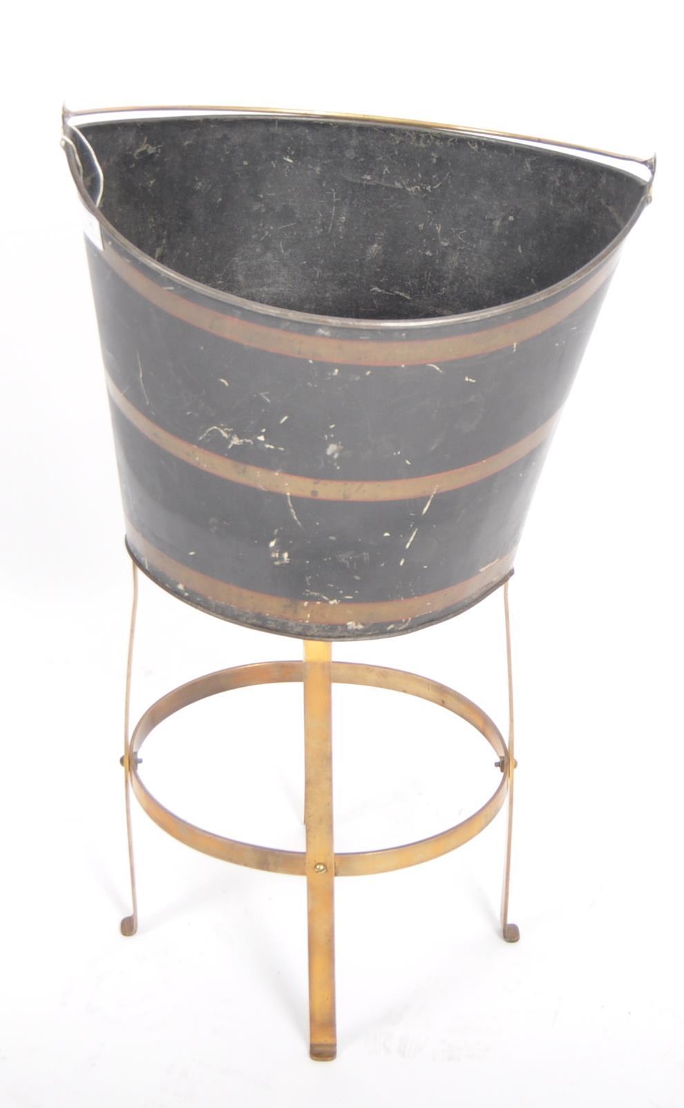 19TH CENTURY METAL PEAT BUCKET ON STAND - Image 3 of 7
