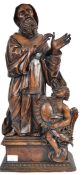 18TH CENTURY CARVED WALNUT FIGURINE GROUP