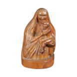 20TH CENTURY WALNUT CARVING OF MARY AND CHILD CHRIST