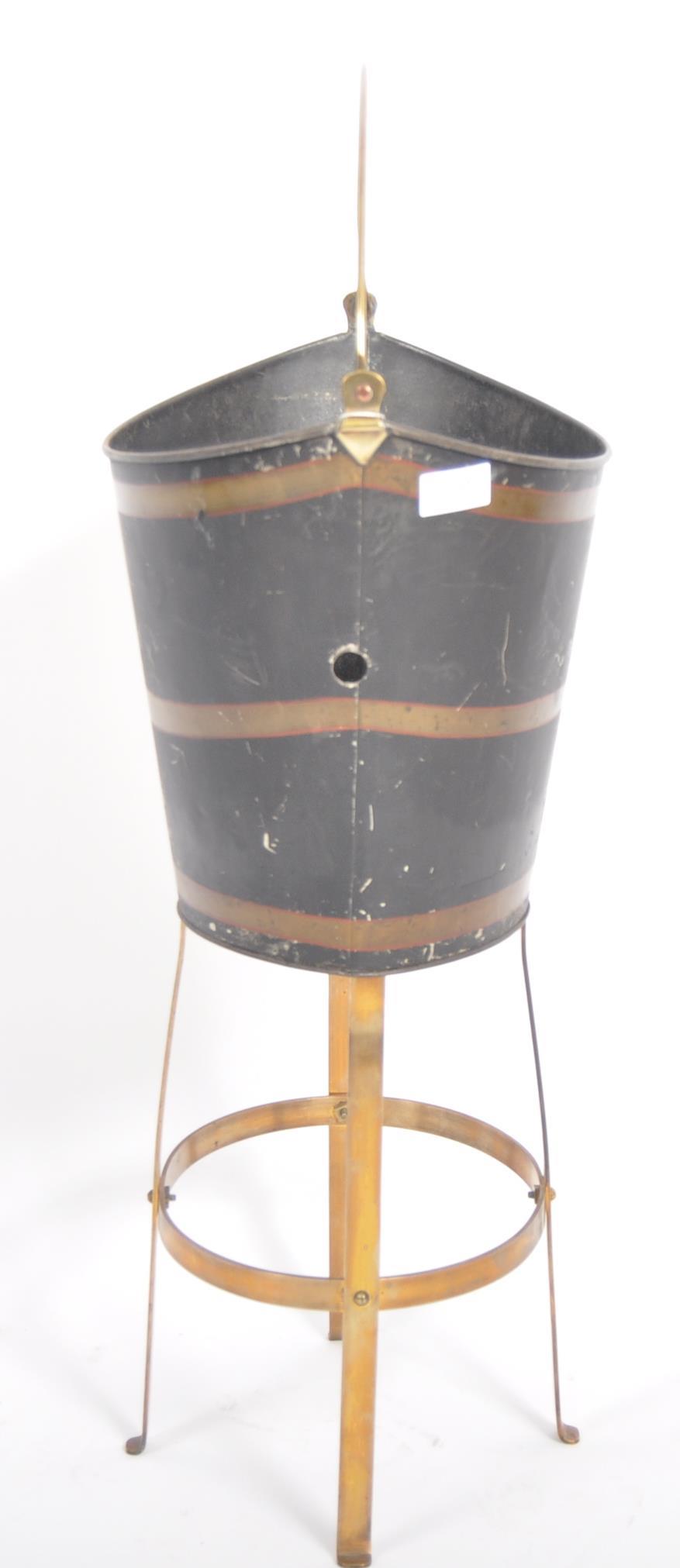 19TH CENTURY METAL PEAT BUCKET ON STAND - Image 5 of 7