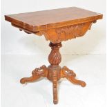 19TH CENTURY GAMES TABLE WITH CARVED BACK RAIL