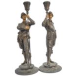 PAIR OF 19TH CENTURY FIGURAL PEWTER CANDLESTICKS