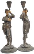 PAIR OF 19TH CENTURY FIGURAL PEWTER CANDLESTICKS