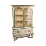 19TH CENTURY DUTCH PAINTED DISPLAY VITRINE BOOKCASE