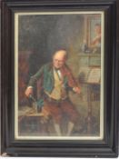 18TH CENTURY OIL ON BOARD PORTRAIT PAINTING OF A VIOLINIST