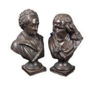 PAIR OF 19TH CENTURY VICTORIAN BRONZED SPELTER BUSTS