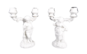 PAIR OF EARLY 20TH CENTURY PARIAN FIGURAL CANDLESTICKS