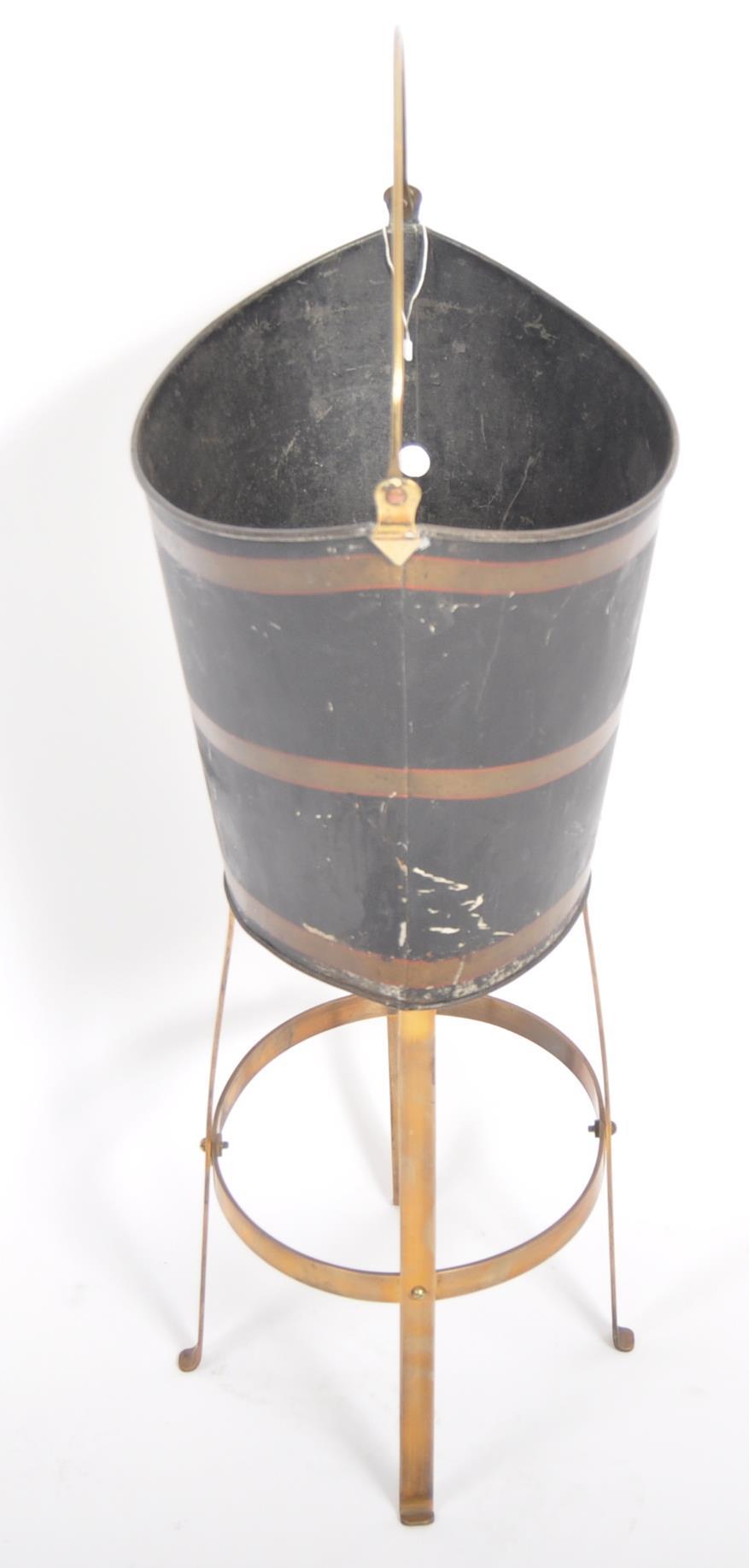 19TH CENTURY METAL PEAT BUCKET ON STAND - Image 7 of 7