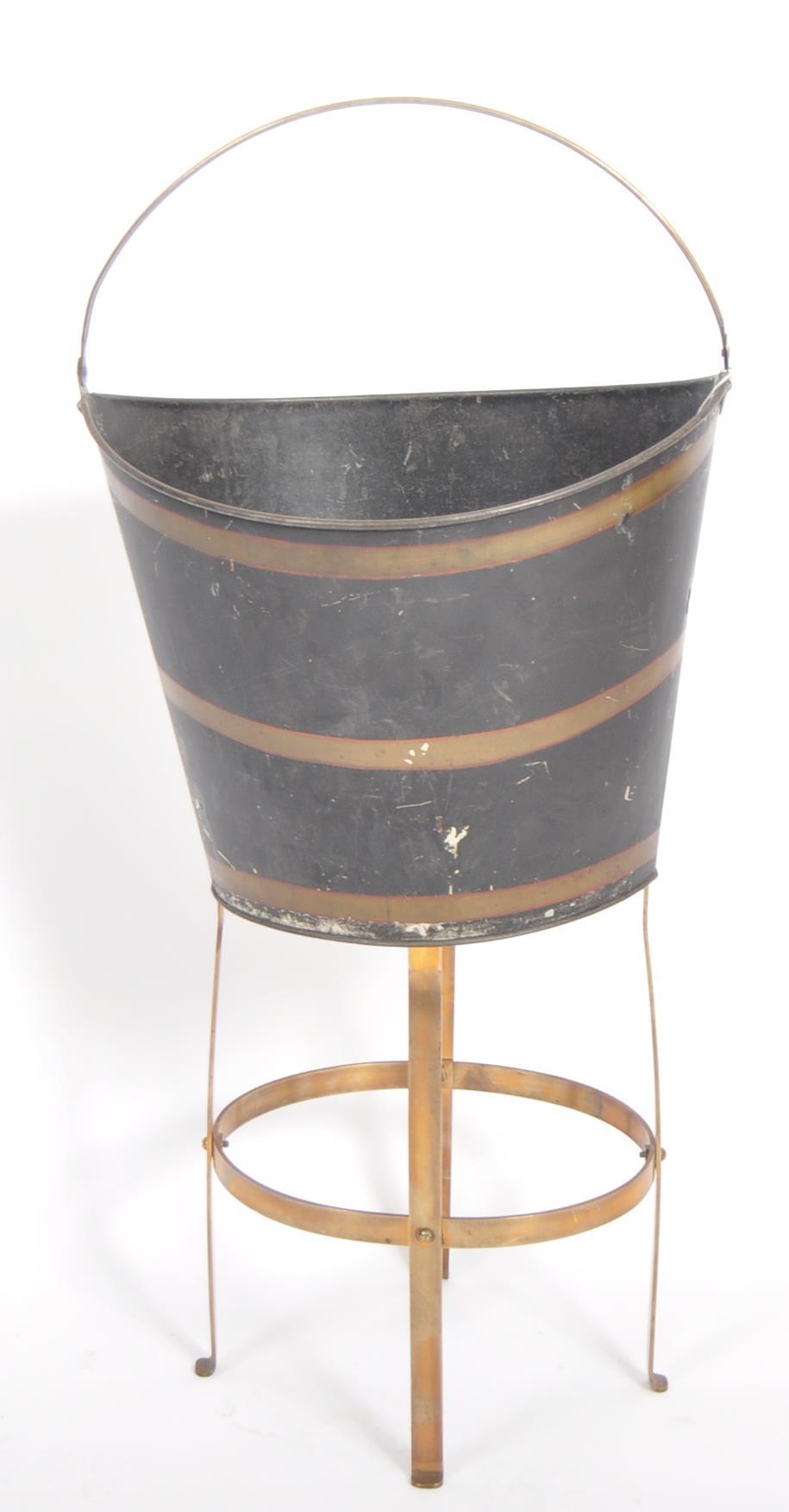 19TH CENTURY METAL PEAT BUCKET ON STAND - Image 6 of 7