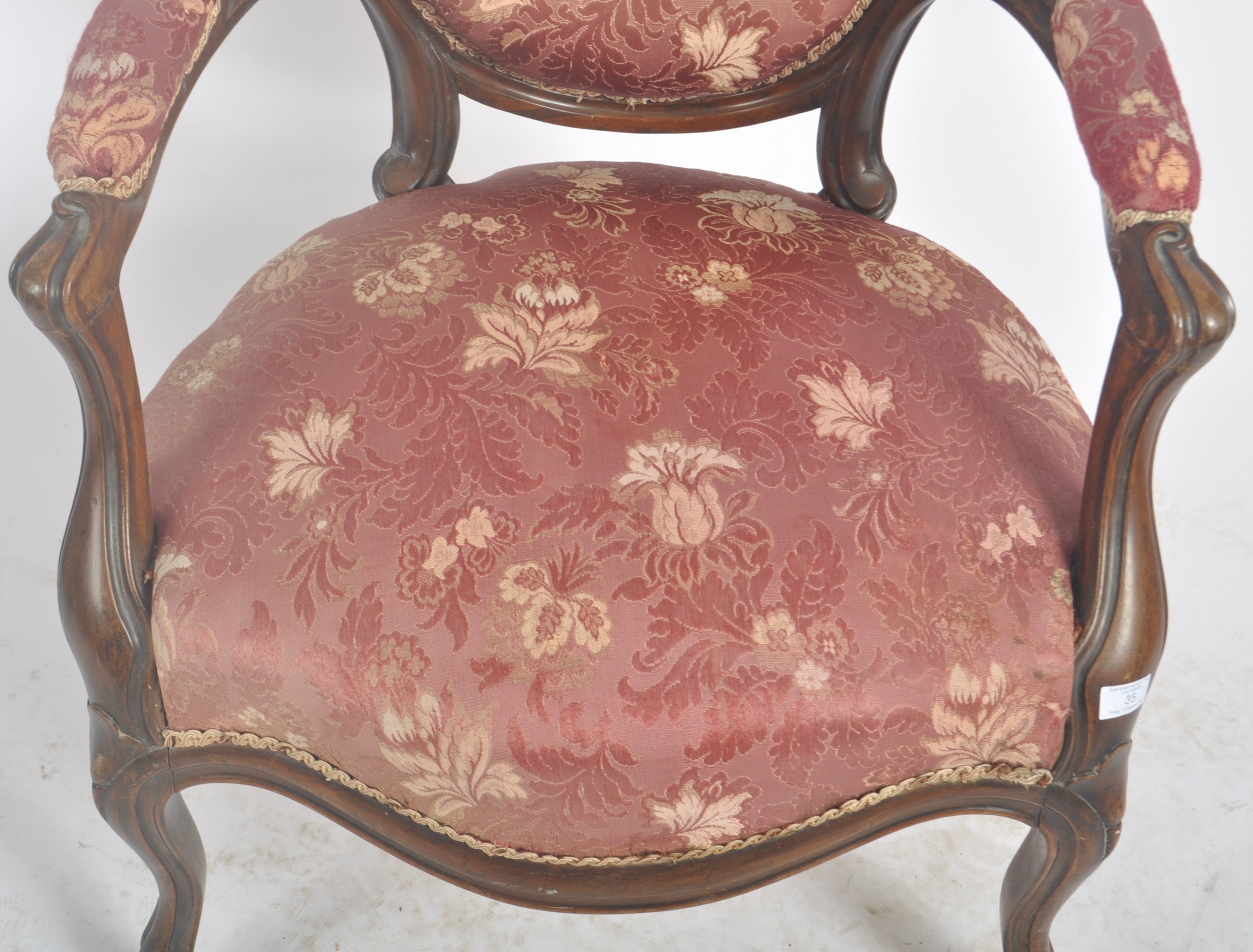 19TH CENTURY VICTORIAN ROSEWOOD SALON CHAIR - Image 3 of 6