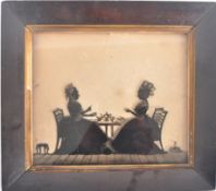 19TH CENTURY REVERSE PAINTED GLASS SILHOUETTE PICTURE