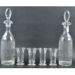19TH CENTURY ETCHED GLASS DRINKS DECANTERS & GLASSES