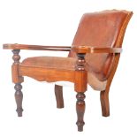 19TH CENTURY VICTORIAN MAHOGANY AND LEATHER PLANTATION CHAIR