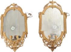 PAIR 19TH CENTURY LARGE GILTWOOD & GESSO GIRANDOLE MIRRORS