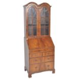 20TH CENTURY QUEEN ANNE WALNUT BUREAU BOOKCASE