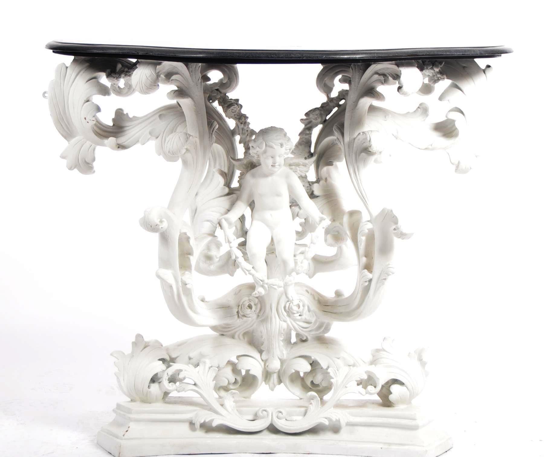 BAROQUE REVIVAL CONSOLE TABLE AND CHERUB MIRROR - Image 9 of 9