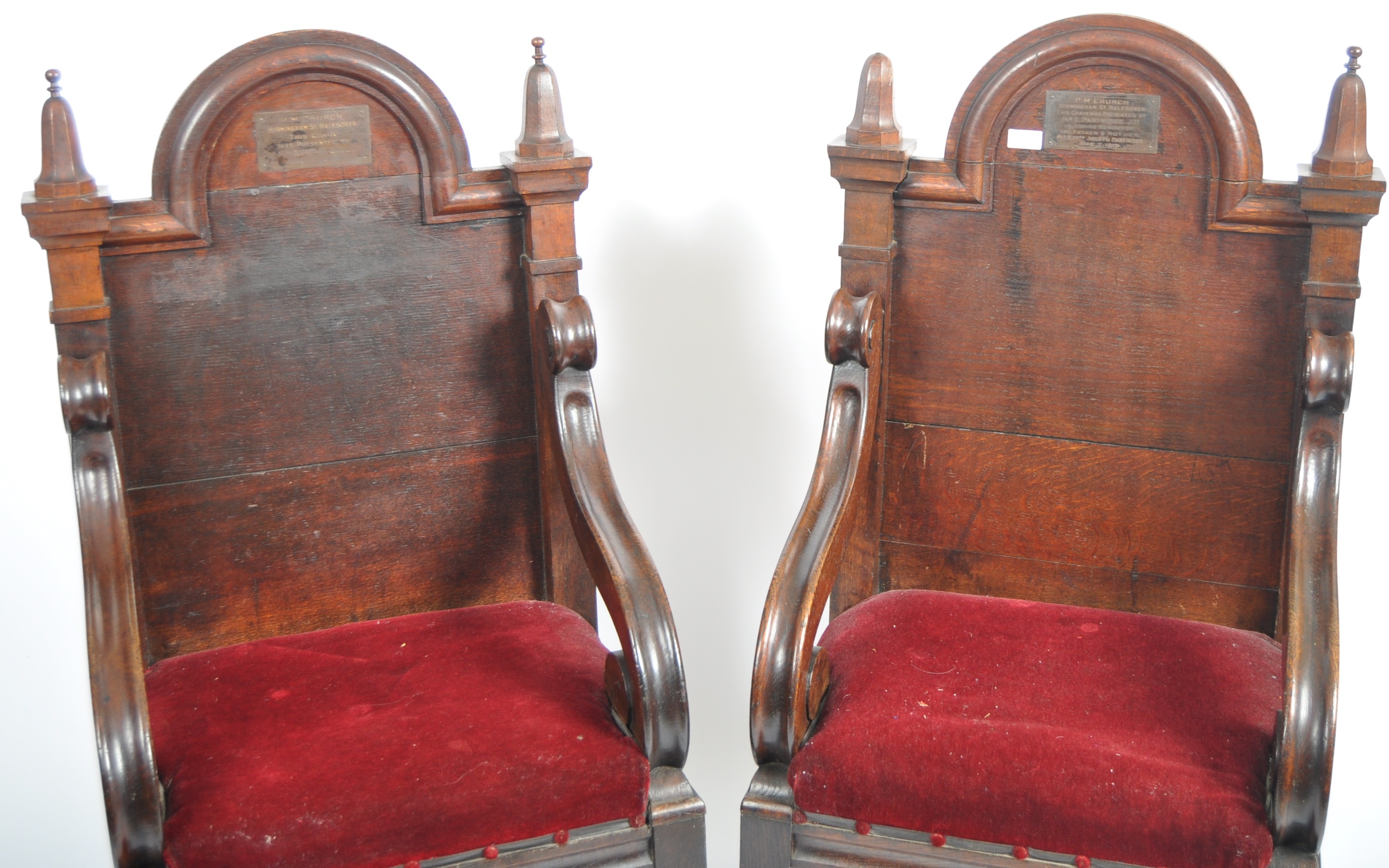 PAIR OF 19TH CENTURY GOTHIC OAK THRONE ARMCHAIRS - Image 6 of 8