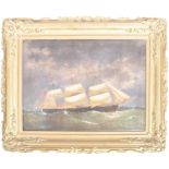 LARGE 19TH CENTURY OIL ON CANVAS SHIP PAINTING