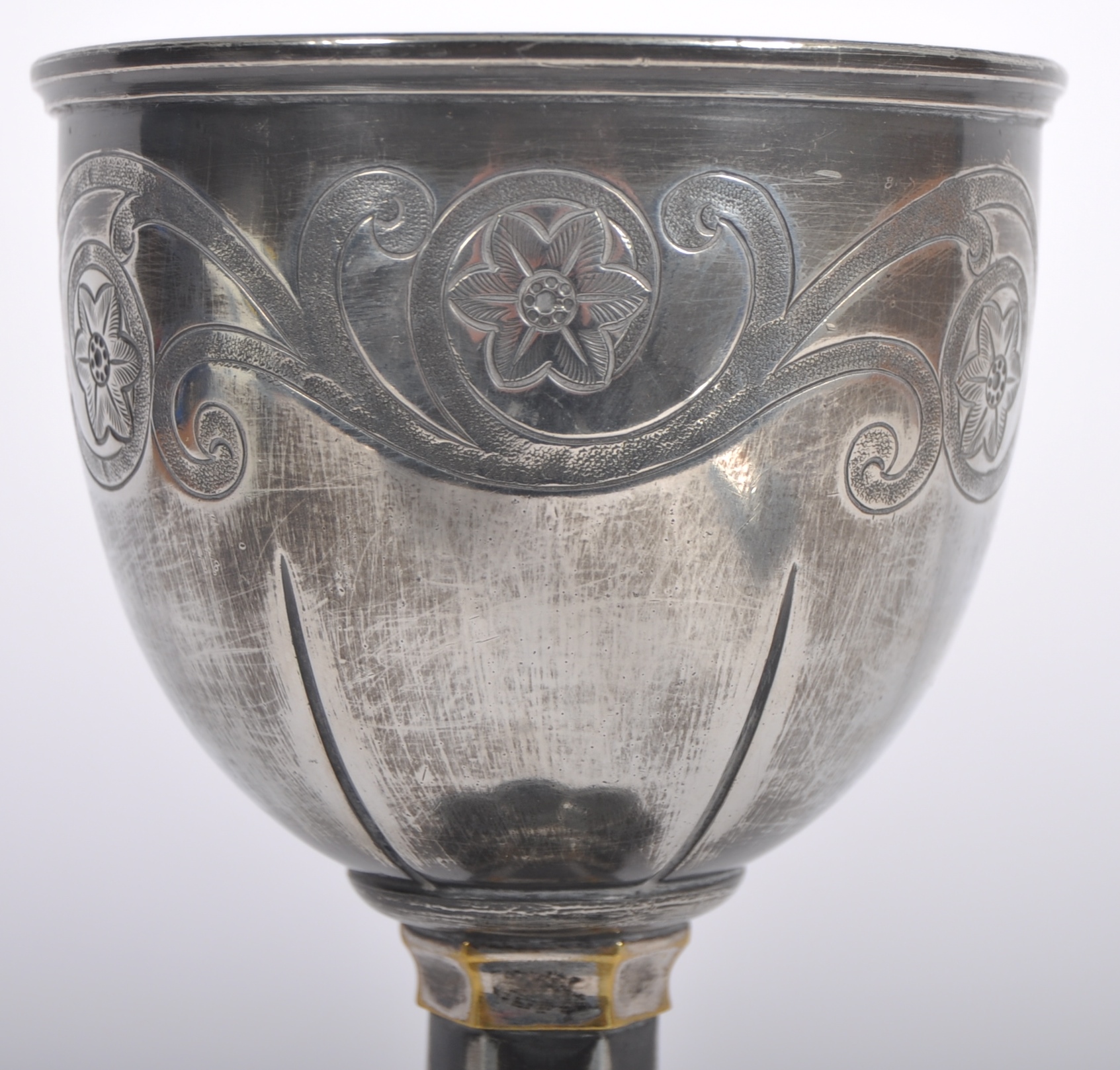19TH CENTURY SILVER PLATED GOBLET - Image 4 of 9