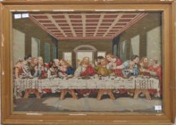 19TH CENTURY LAST SUPPER EMBROIDERED NEEDLEPOINT TAPESTRY