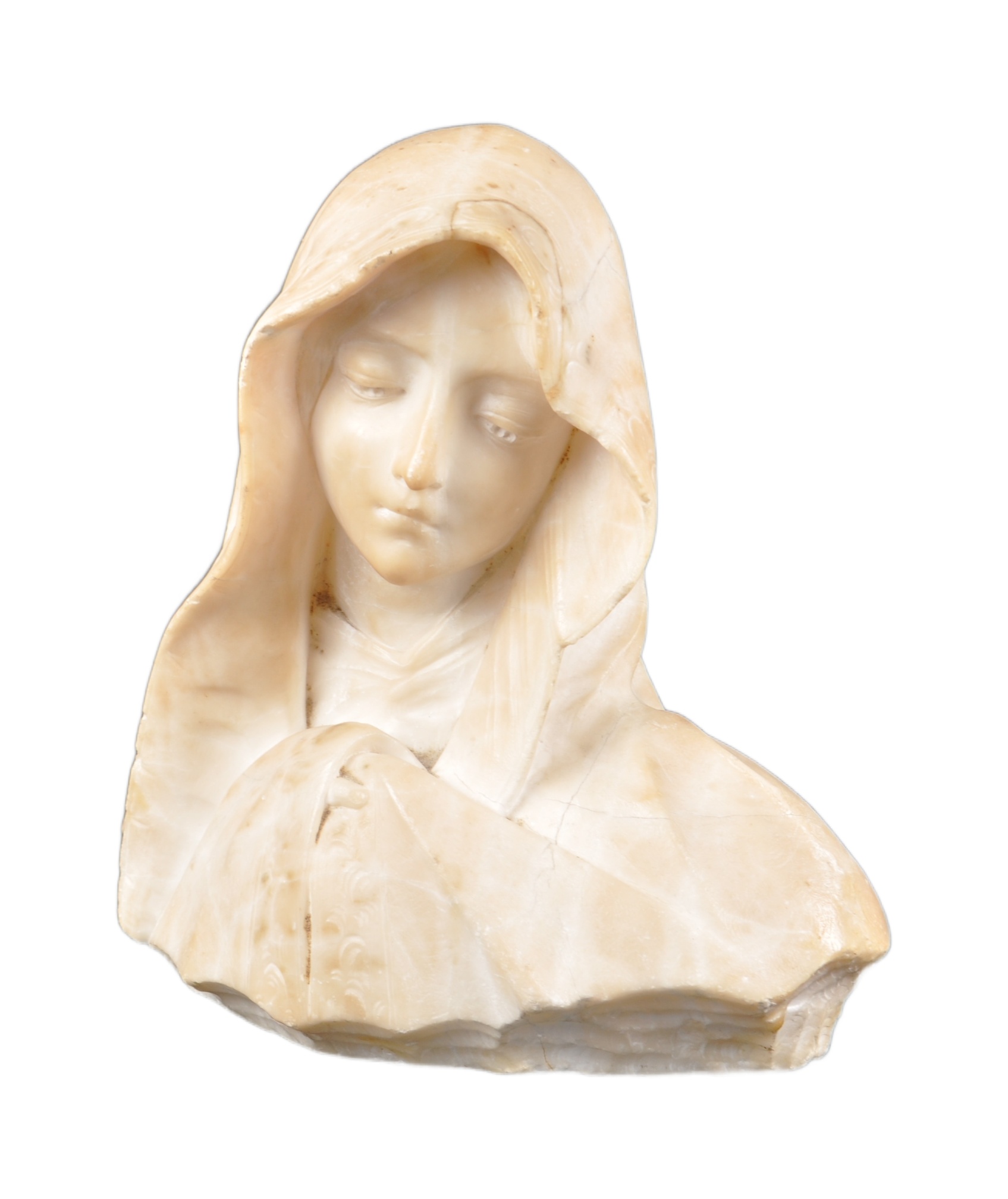 WITHDRAWN FROM SALE 19TH CENTURY WHITE MARBLE ALABASTER FIGURE OF MARY