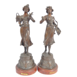 19TH CENTURY FRENCH SPELTER ART NOUVEAU FIGURES