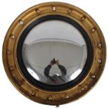 19TH CENTURY REGENCY GILT WOOD CONVEX WALL MIRROR