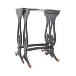 CHINOISERIE CHINESE BLACK LACQUER NEST OF TABLES