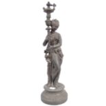 19TH CENTURY BRONZE METAL FIGURAL TABLE LAMP