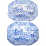 19TH CENTURY PAIR OF BLUE & WHITE MEAT PLATTERS