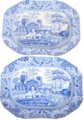 19TH CENTURY PAIR OF BLUE & WHITE MEAT PLATTERS