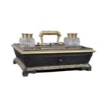 19TH CENTURY REGENCY EBONISED AND BOULLE WORK DESK TIDY