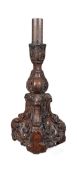 EARLY 18TH CENTURY OAK CARVED CHURCH ALTAR CANDLE HOLDER