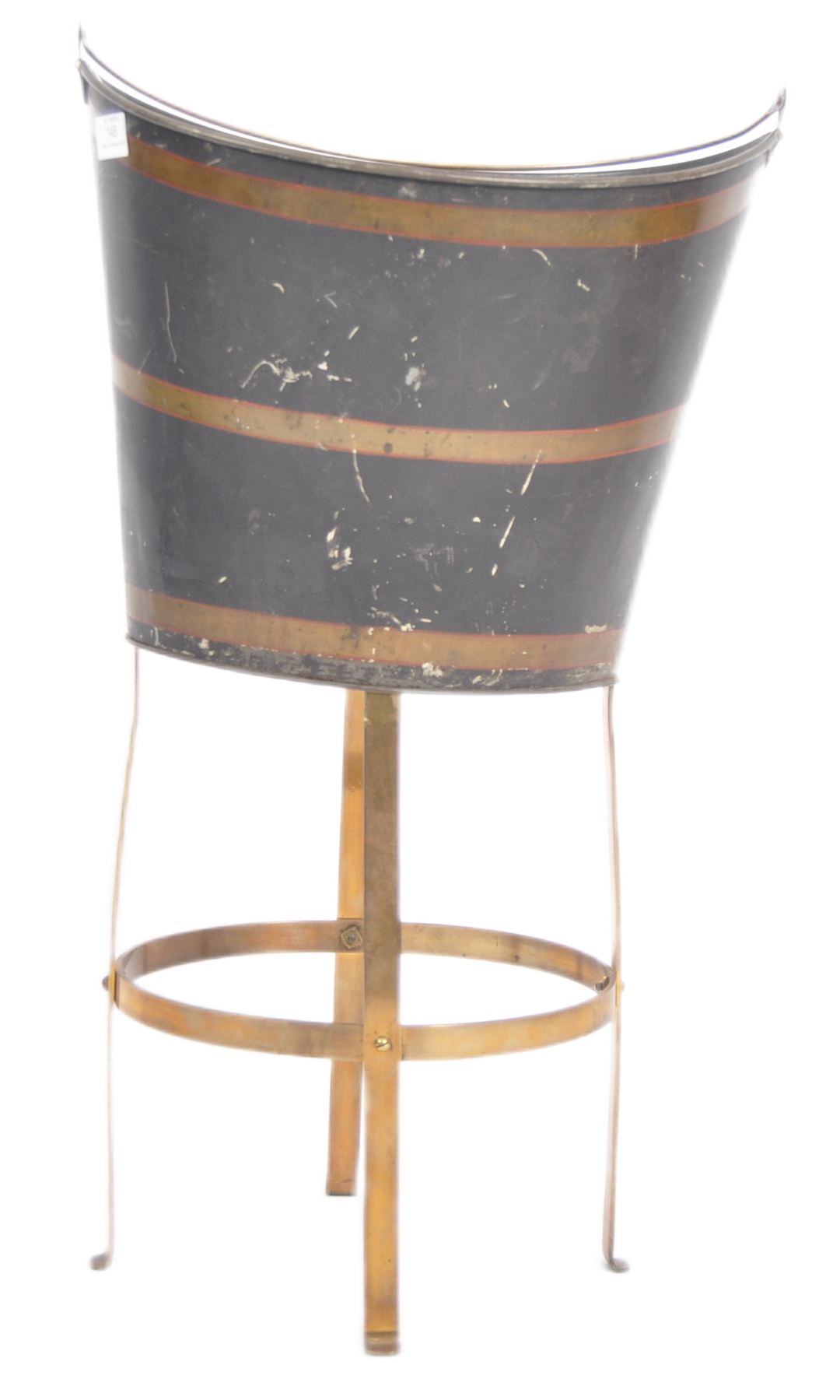 19TH CENTURY METAL PEAT BUCKET ON STAND