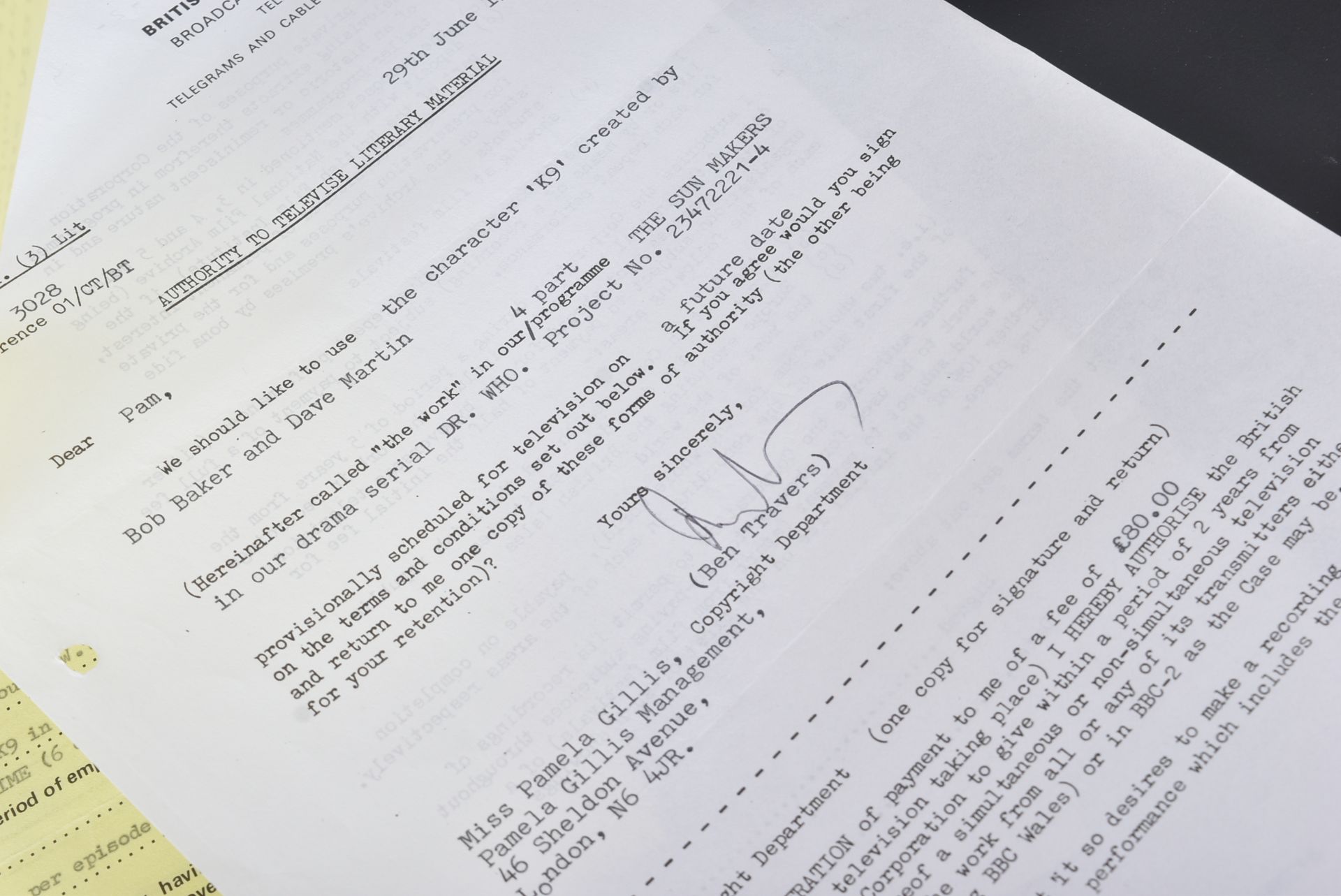 ESTATE OF BOB BAKER - DOCTOR WHO - ORIGINAL CONTRACTS - Bild 4 aus 4