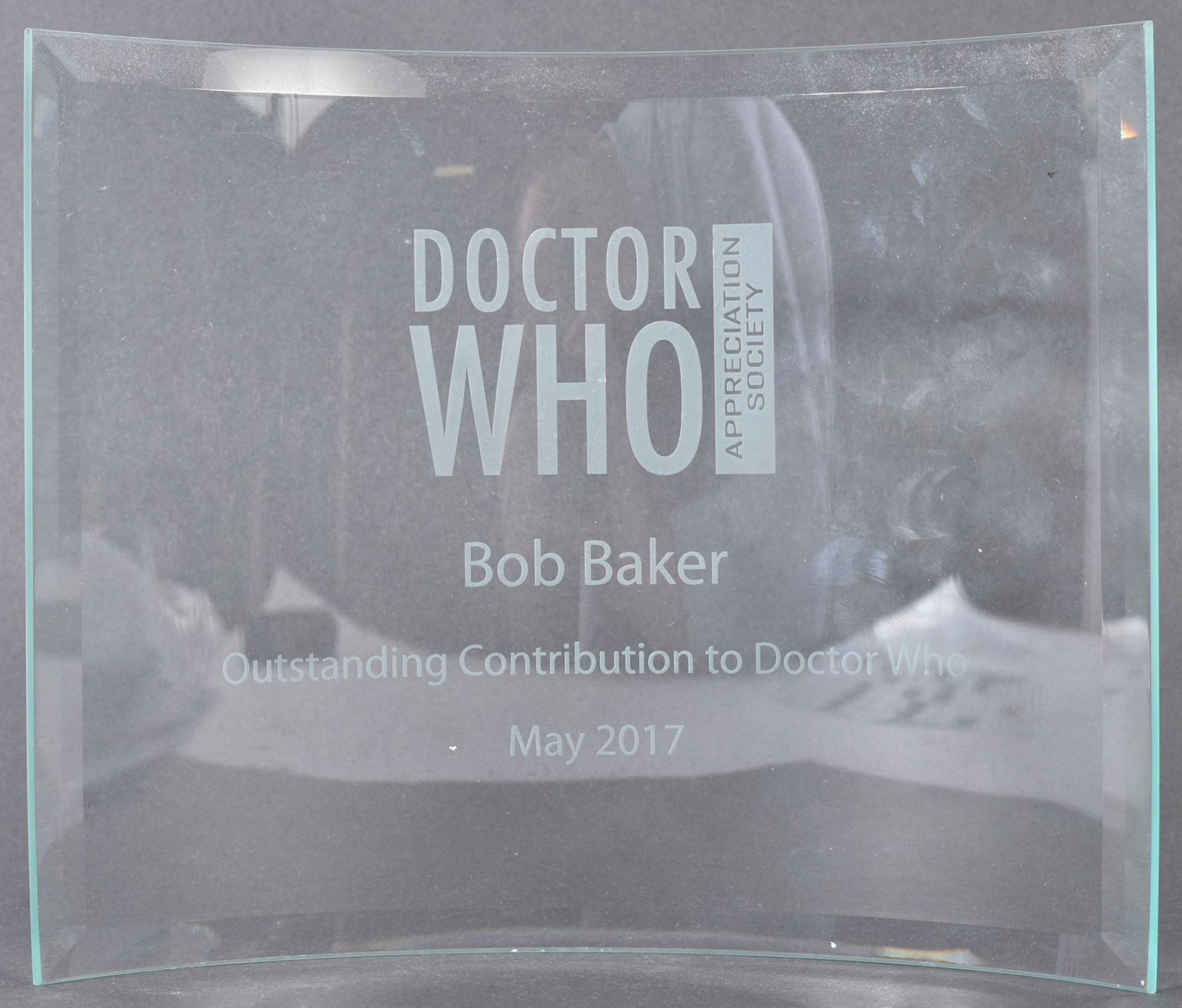 ESTATE OF BOB BAKER - DOCTOR WHO - ORIGINAL AWARD PLAQUE
