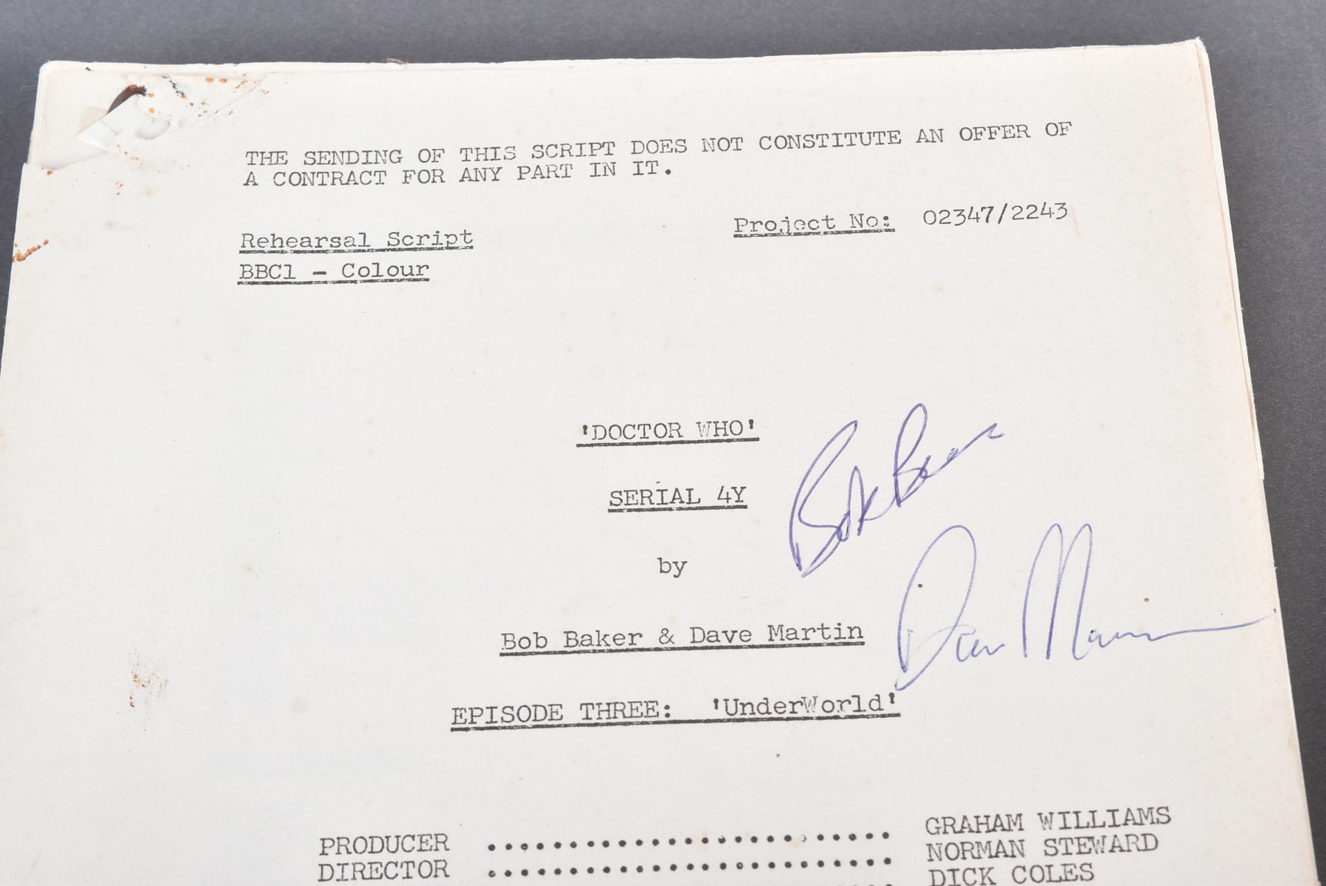 ESTATE OF BOB BAKER - DOCTOR WHO - BAKER'S PERSONAL SCRIPT - Bild 2 aus 6