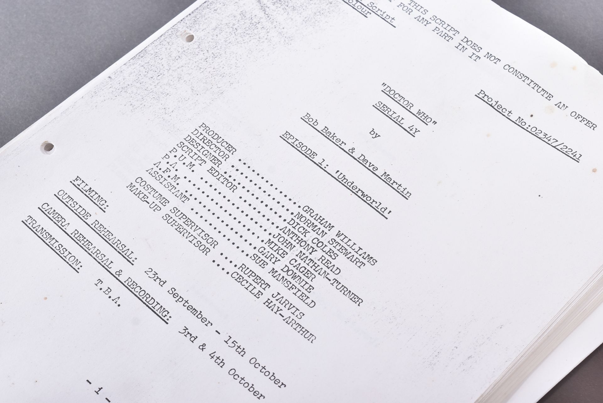 ESTATE OF BOB BAKER - DOCTOR WHO - BAKER'S PERSONAL SCRIPT - Image 8 of 8