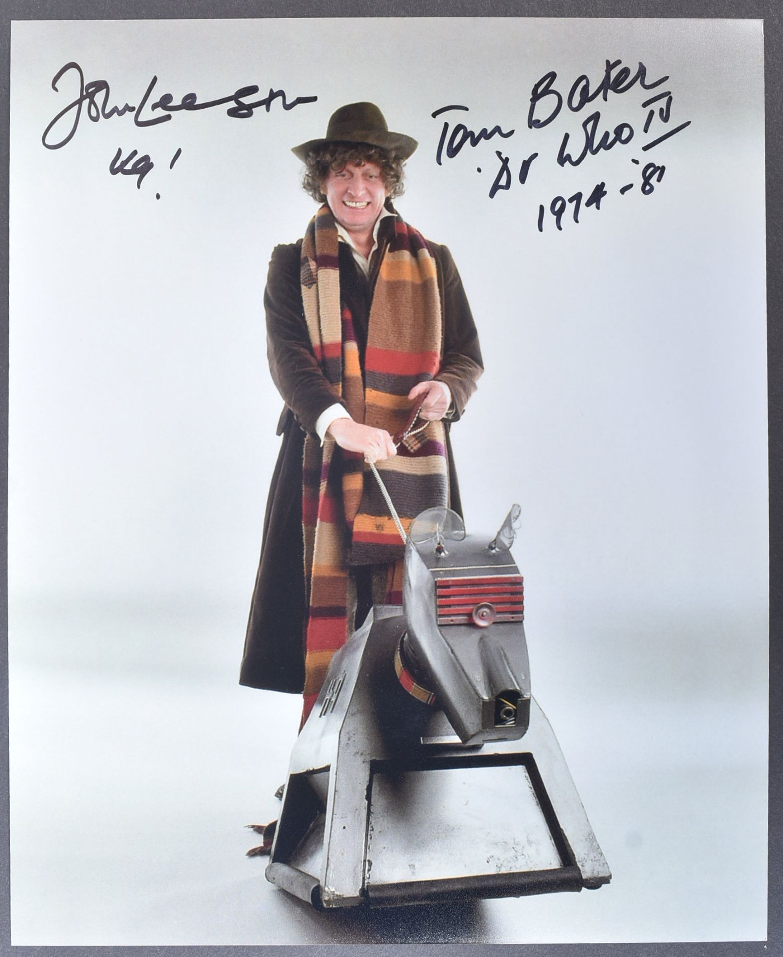 DOCTOR WHO - TOM BAKER & JOHN LEESON - AUTOGRAPHED 8X10" PHOTO