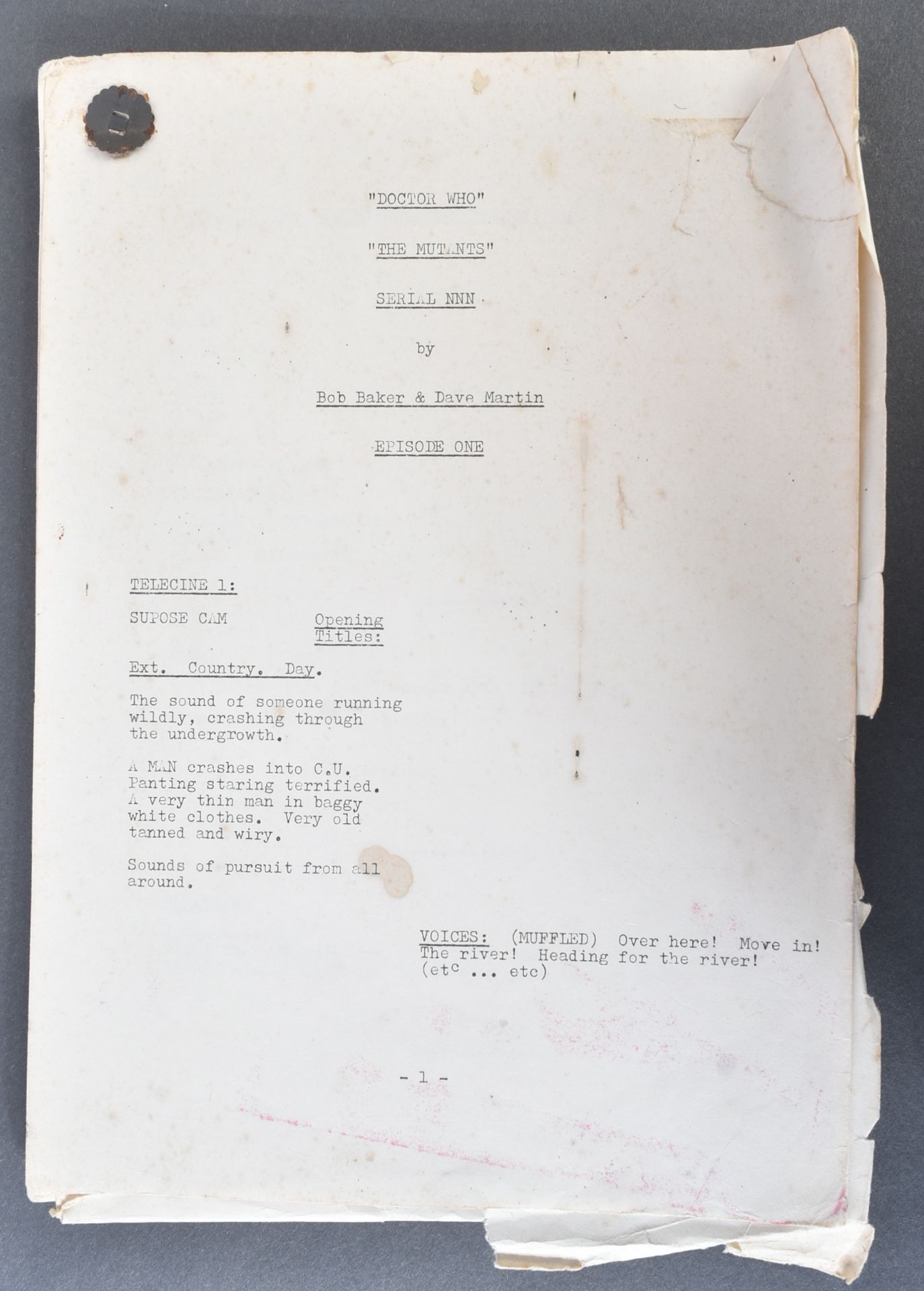 ESTATE OF BOB BAKER - DOCTOR WHO - BAKER'S PERSONAL SCRIPT