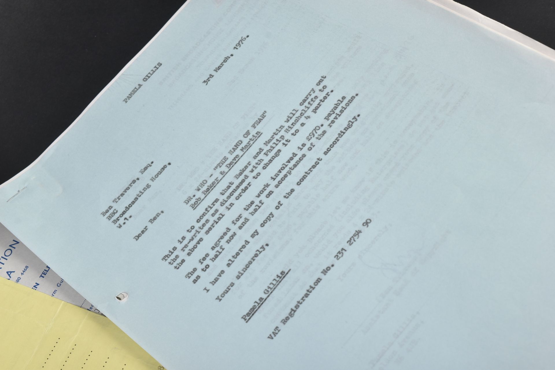 ESTATE OF BOB BAKER - DOCTOR WHO - ORIGINAL CONTRACTS - Bild 2 aus 4